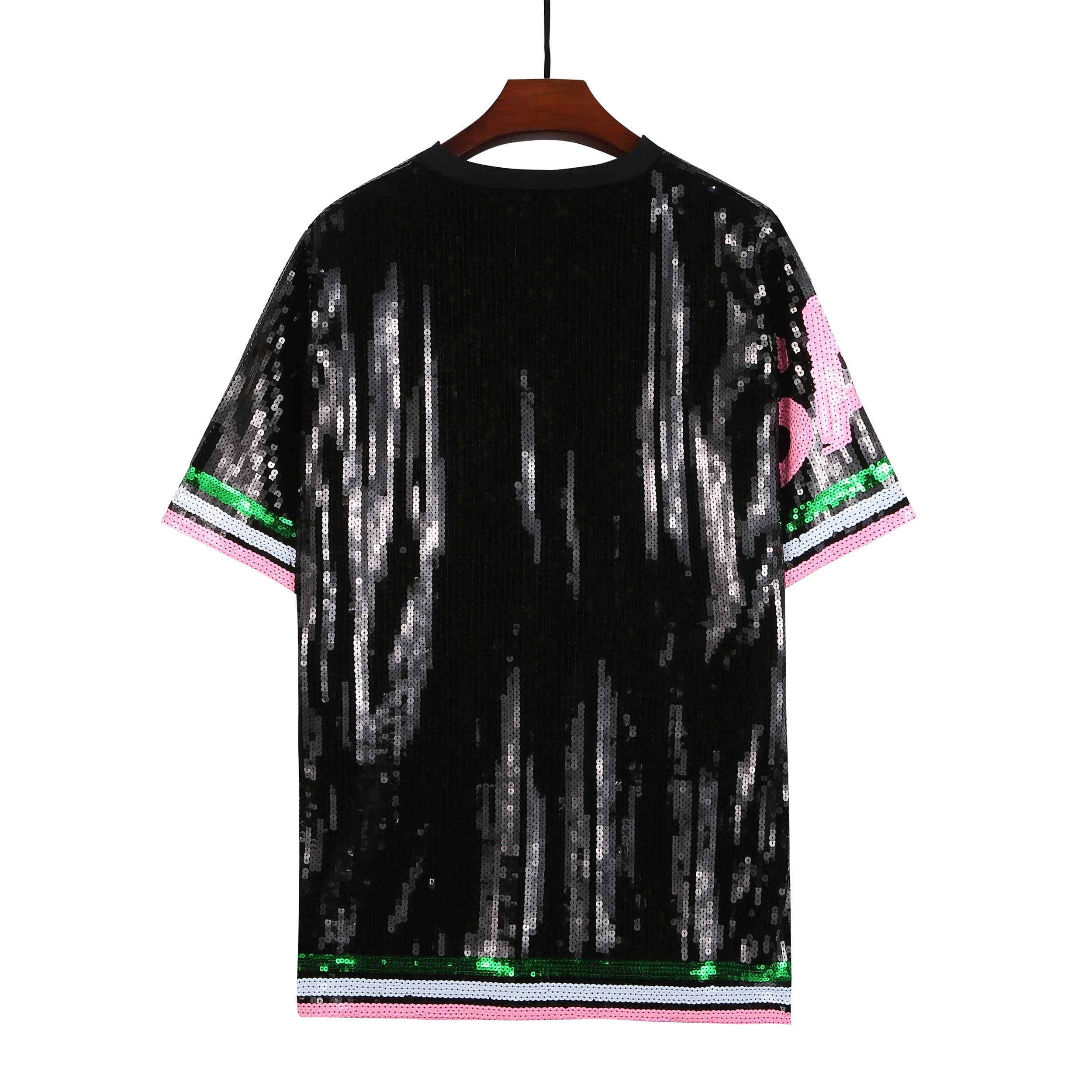 Custom Casual Full Sequin Jersey Dress Women Sequins Long T shirt Dress