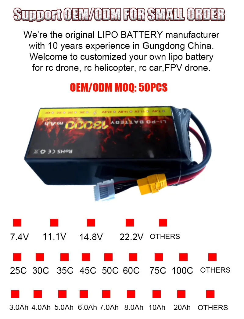 FPV Battery Drone Batteries 16000mah 6S 25c 22.2V  XT60 XT90 Drone Lipo Battery for FPV UVA Drone
