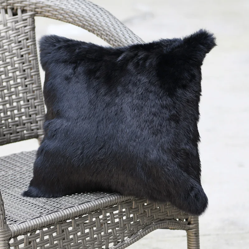 CX-D-05B Home Decorative Winter Warm Real Rabbit Fur Pillows Case Body Pillowcase