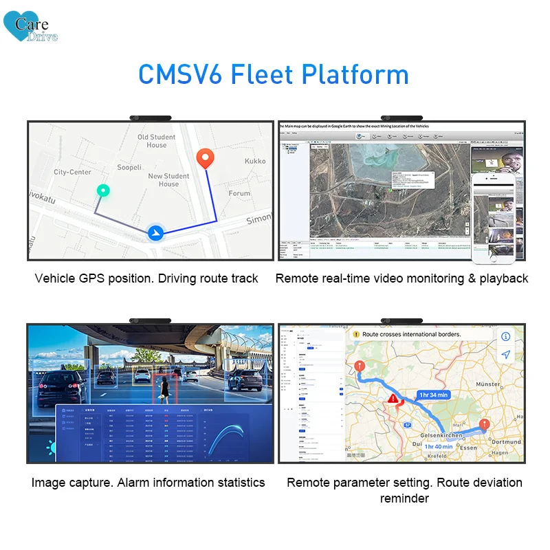 CareDrive MR930 AI DSM ADAS 360 AVM Blind Spot Detection Driving Sleeping Collision Warning Truck GPS Tracking 12CH MDVR System