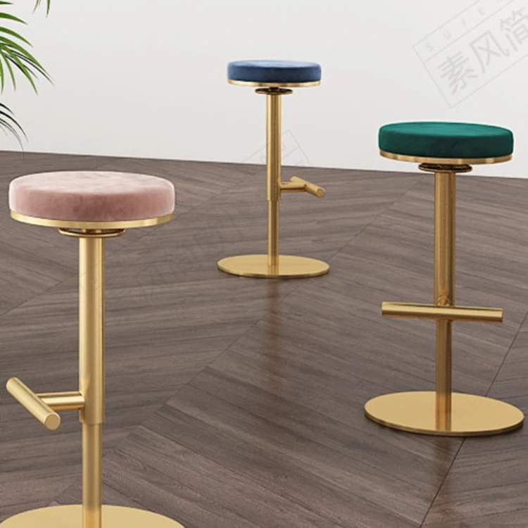 Bar Stool INS Style Coffee Shop Barber Shop Height Adjustable Bar Chair Without Backrest for Home Decoration