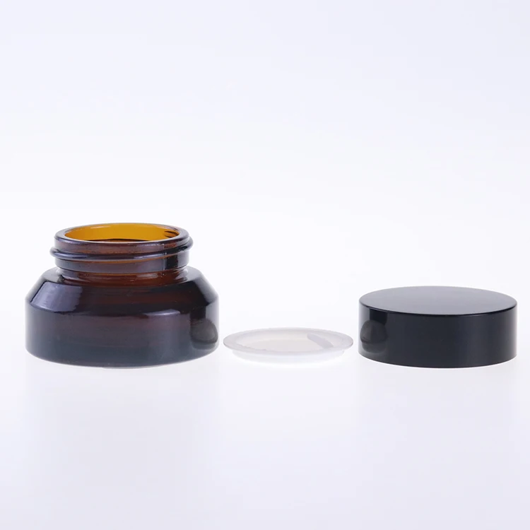 Hot sale quick shipping mini 15g brown face amber cosmetic jar test glass jar for skincare with plastic cap