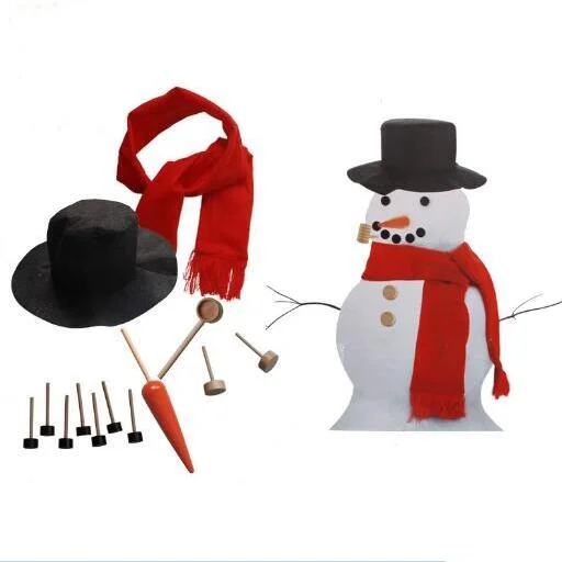 Christmas Winter DIY Snowman Kit with Mini Top Hats Buttons Carrot Noses Snowman Hands for Christmas Crafting  13pcs