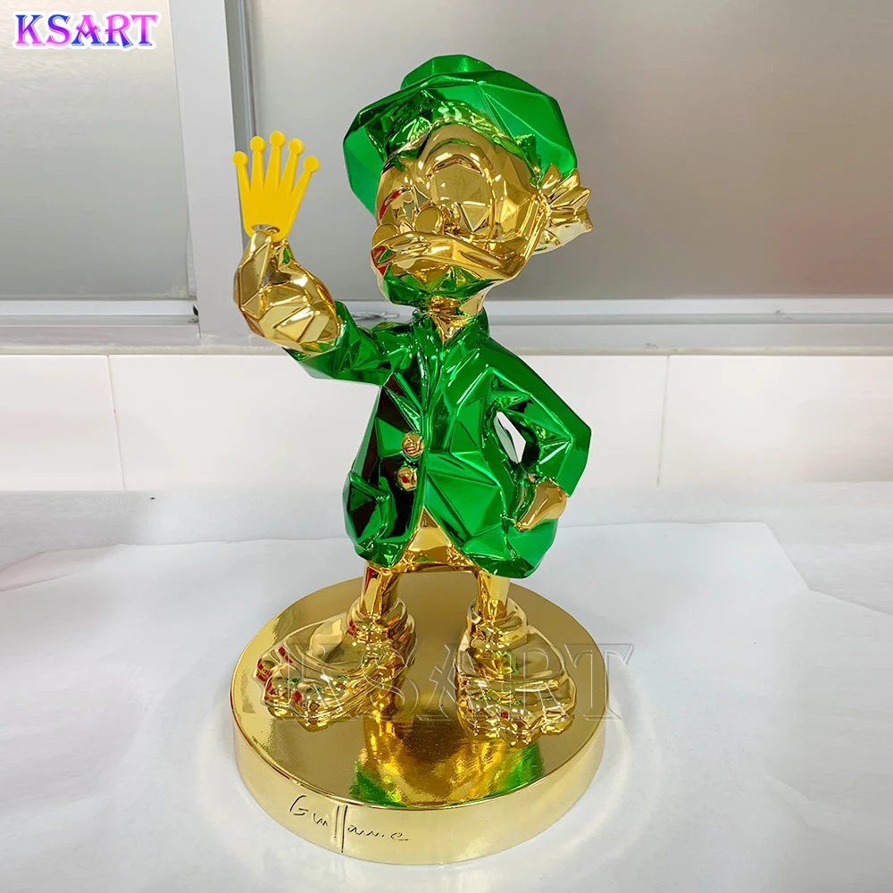 Modern design Pop Art Gloss chrome-plate The Miser statue Custom gold silver green art epoxy resin sculpture