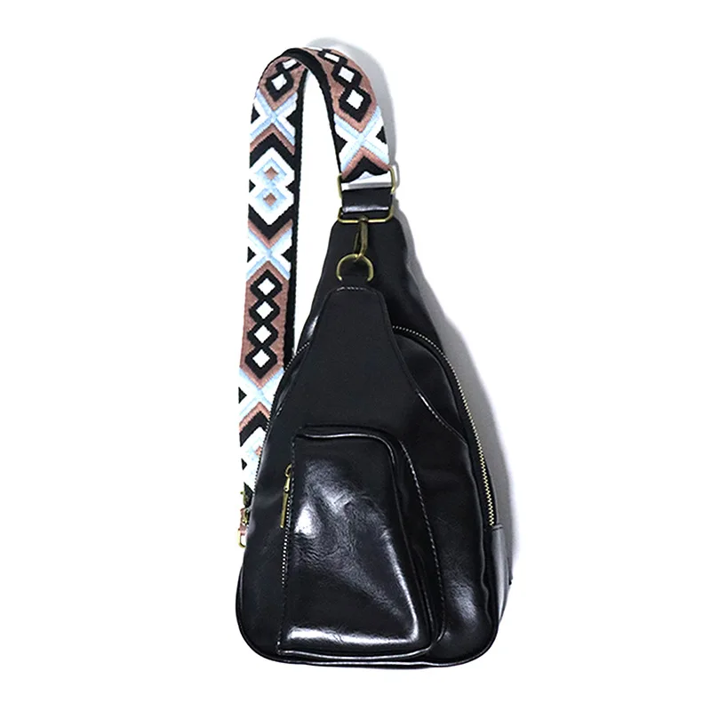 2023 Popular Multi Pocket Chest Bag Vegan Leather Zipper Waist Belt Bag Custom Guitar Strap Sling Crossbody Bag Fanny Pack