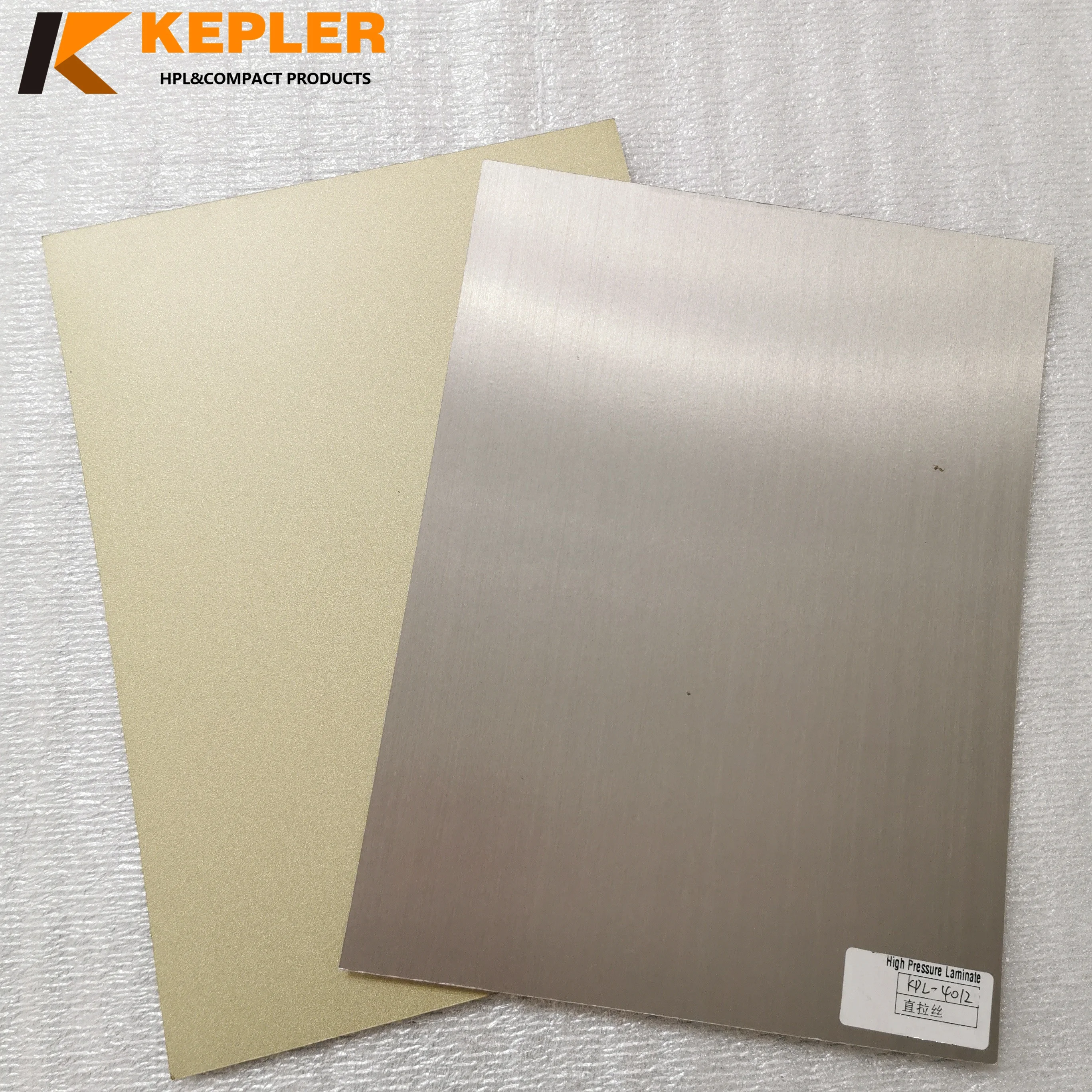 Kepler Decorative Gold Brushed Metal surface 0.8mm 1mm thickness 1220*3050mm phenolic HPL High Pressure Melamine Laminate Sheet