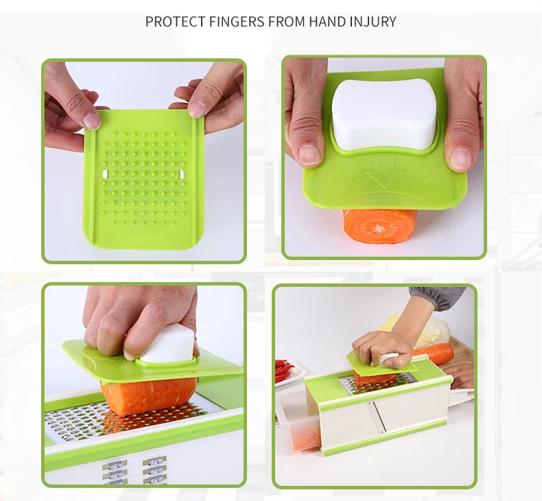 Kitchen Tool 4-Sided Grater Chopper 5 in 1 Square Shredding Machine Potato Chipper French Fry Cutter