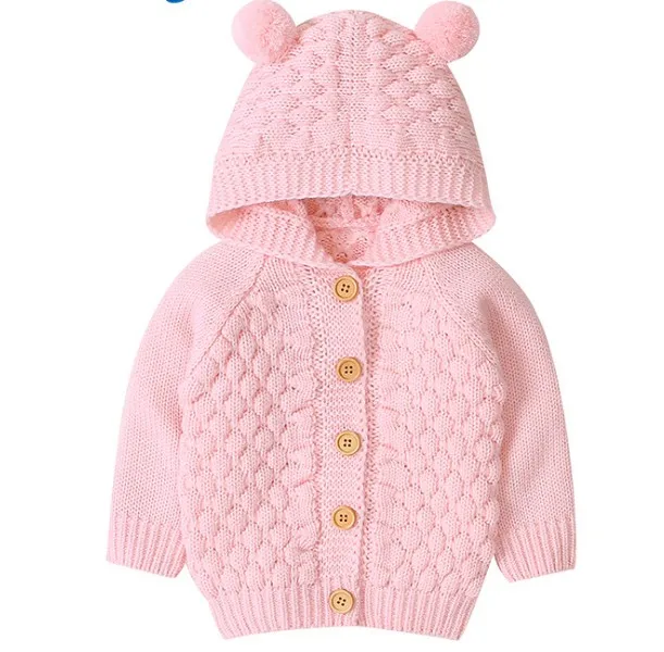 
Wholesale Unisex Winter Warm Toddlers Baby Clothes Long Sleeve Baby Hooded Knitted Sweater 