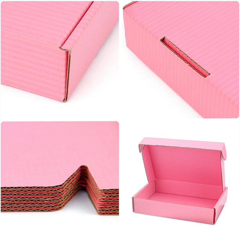 Low -cost Low Moq Custom Logo Pink Corrugated Mailer Cardboard Paper Packaging Mailing Postal Shipping Box