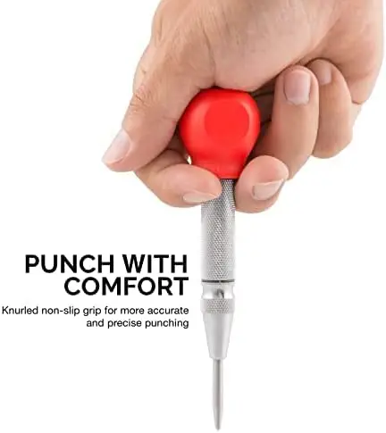 -Inch Automatic Center Punch for Metal, Adjustable Impact Spring Loaded Center Punch Tool, Spring Punch