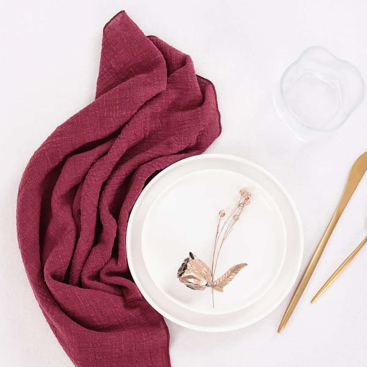 2024Luxury Kitchen Napkins Towel Blue Color Washed Linen Cloth Cotton wedding  Dinner Table Napkin