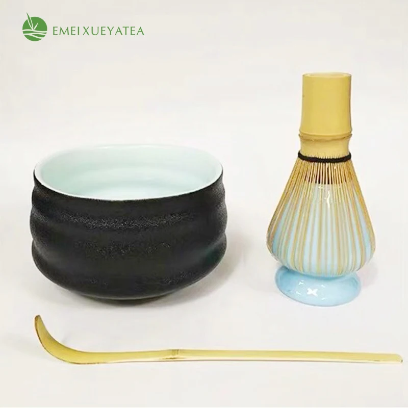 Whosale mini bamboo matcha tea whisk set for drinking coffee and tea Matcha Bowl Set (Includes Bowl, Rest,Tea Whisk, Chasaku