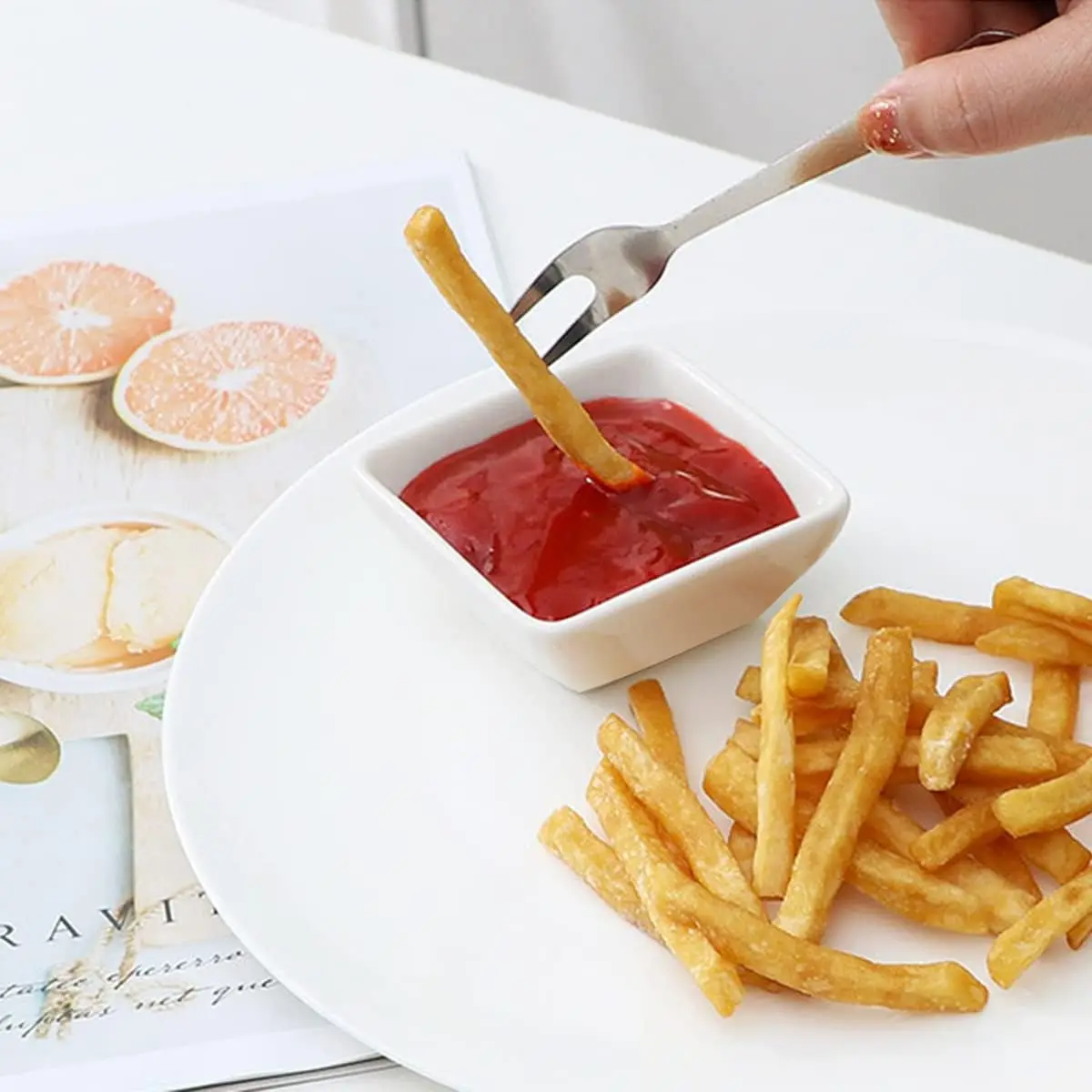 3 Oz Ceramic Dip Bowls Set Mini Bowl Soy Sauce Plate Condiment Server for Ketchup, Vinegar,BBQ and Party Dinner