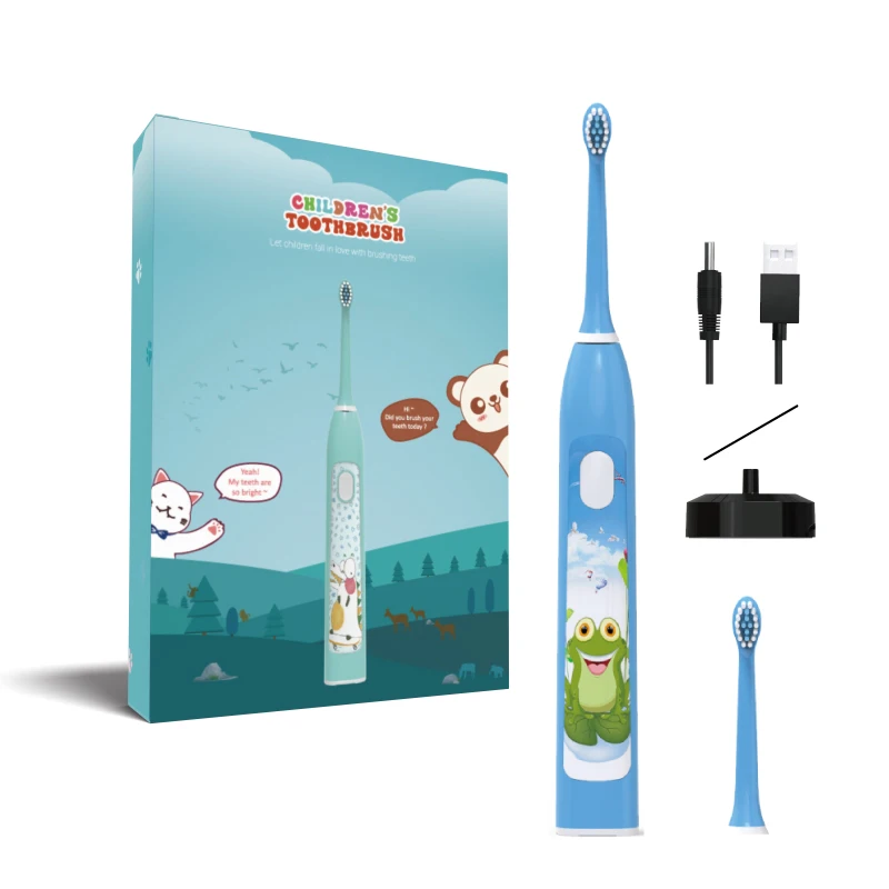 Детская зубная щетка для подарков, оптовая продажа, перезаряжаемая звуковая Автоматическая Мягкая Детская электрическая зубная щетка