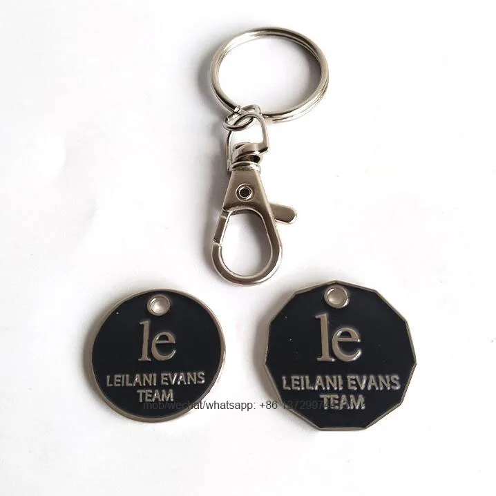 metal custom logo Canada double loonie coin and quarter coin shopping trolley grocery cart token key chain keychains