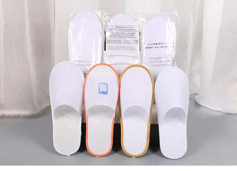 Custom hotel white slippers guest room disposable travel slippers