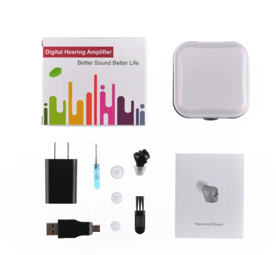 G17 BLACK MINI CIC DIGITAL Rechargeable Hearing Aid SOUND AMPLIFIER Invisible Hering amplifier Old people Deaf Hearing AIds