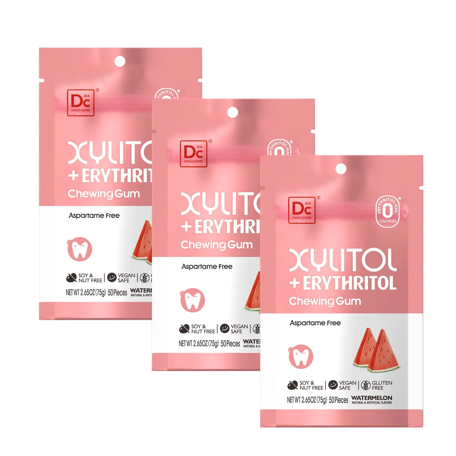 Dc24 Daily Care hot sale Erythritol Xylitol Erythritol Sugar Free Vegan 75g per Pouch Packing Sweet Spearmint Chewing Gum