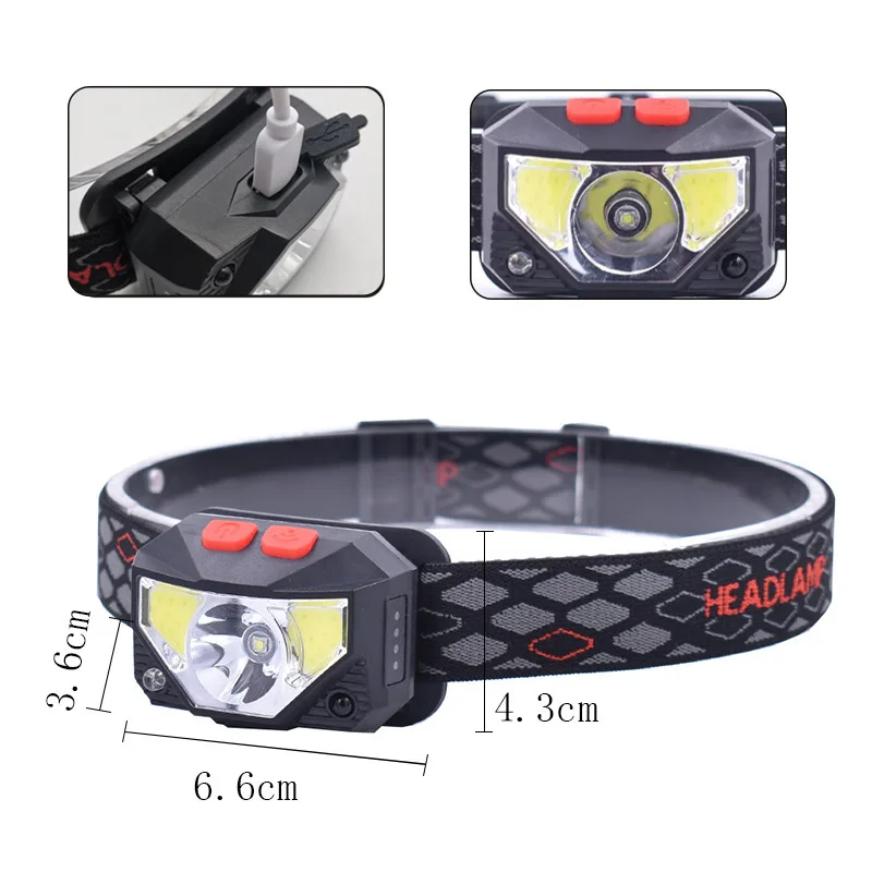 Ultra-Light Bright LED Rechargeable Motion Sensor Headlamp Flashlight