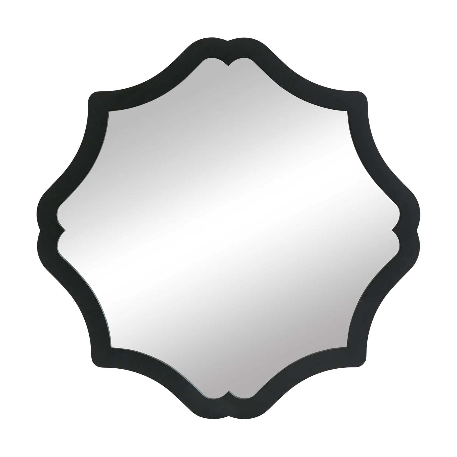 Soft Edges Wooden Mirror Handmade Black Finishing Modern Customized Wall Hanging