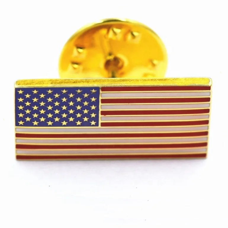 Custom logo american flag lapel pin 925 Sterling silver enamel US national army flag charm brooch pin gold jewelry