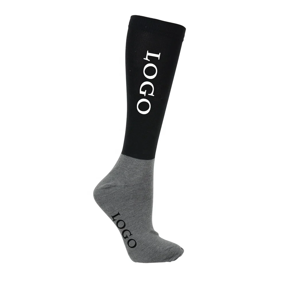 Custom 100% Cotton Long Tube Equestrian Socks Horse Riding Knee High Socks