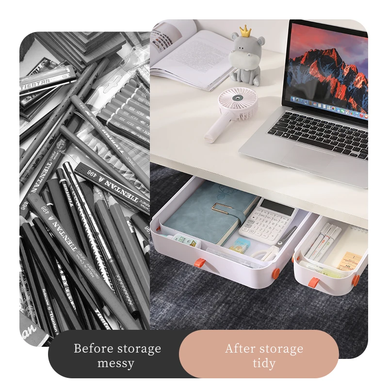 Table bottom office stationary drawer storage under the desk drawer organizer for paper files plastic hidden office drawer
