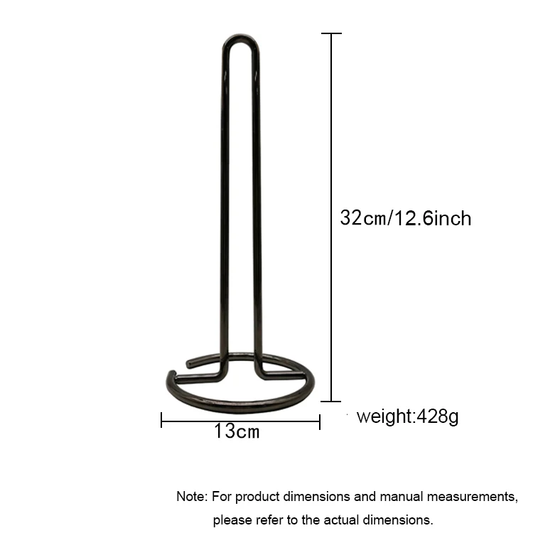 Stainless Steel Vertical Tissue Holder Kitchen Metal Wrought Iron Table Paper Towel Seat for Plastic Wrap Rolls