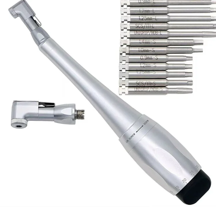 AMICODENT Dental Universal Implant Torque Wrench 16 drills with Multi Angle display 7 Torque Adjustable Contra Angle handpiece