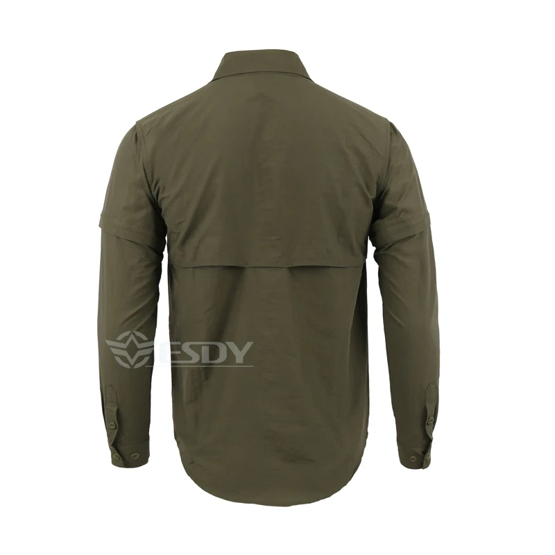 Green Outdoor Sports Removable Long Sleeve Short Sleeve Shirt Camo Quick Dry Clothes