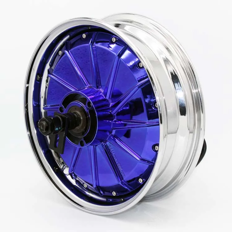 YMMOTOR DC brushless hub motor 72V12 inch 3KW suitable for electric motorcycle scooter Electroplating blue