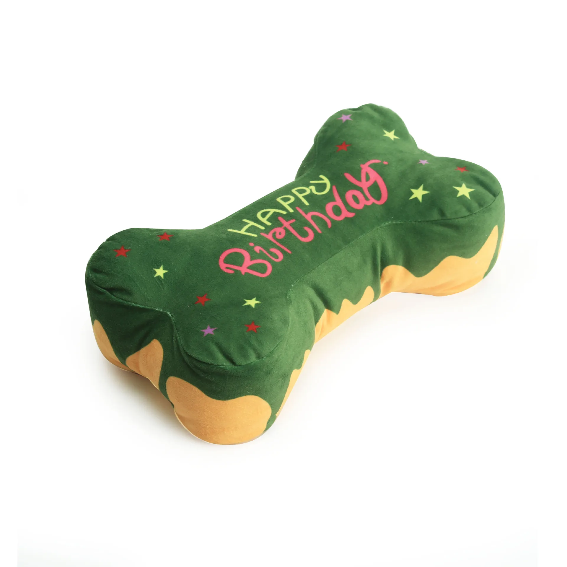 Wholesale Dog and Cat Bone Shape Birthday Cake Gift Pet Supplies Squeak Toy Molar Teeth Stuffed Plush Toy