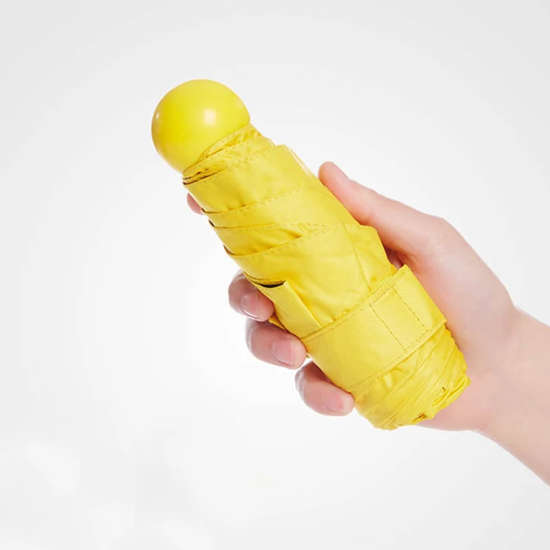 Wholesale Cheap Summer Mini Capsule Anti UV 5 Folding Umbrella Portable Sun Block Waterproof Small Pocket Umbrella