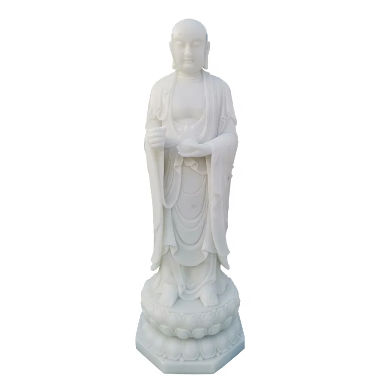 White Marble Buddha Statue Carving Large White Stone Sculpture Marble Buddh
