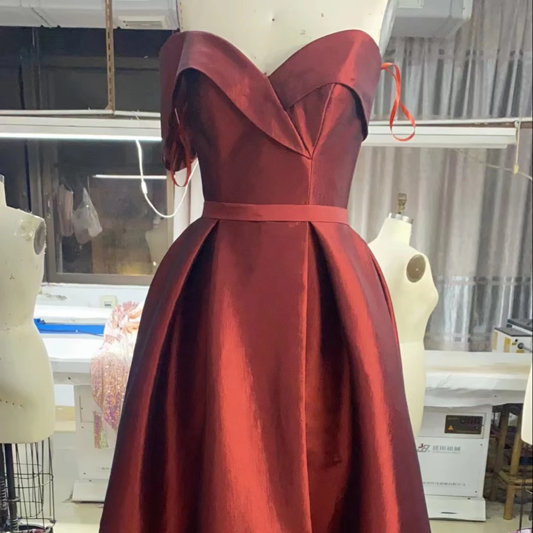 Burnt orange copper stylish one shoulder stretch taffeta  Graduation Prom Dress with short skirt inside