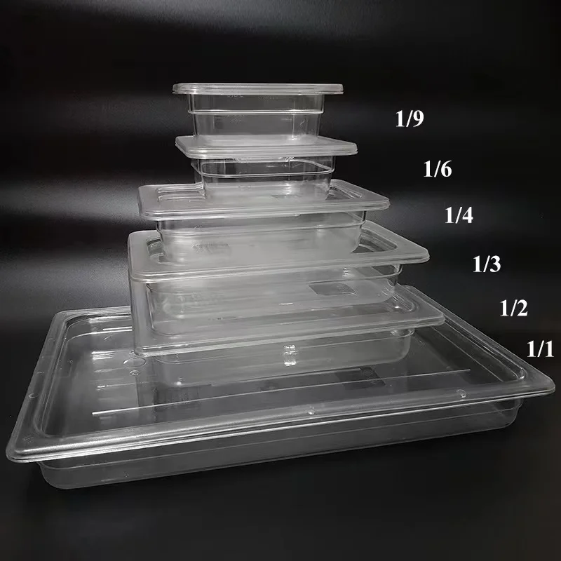 Nansheng Pp Gn Pans Pan Plastic 1/6 Polycarbonate Gastronorm Tray 1/1 Cover 5L Gelato 1/3