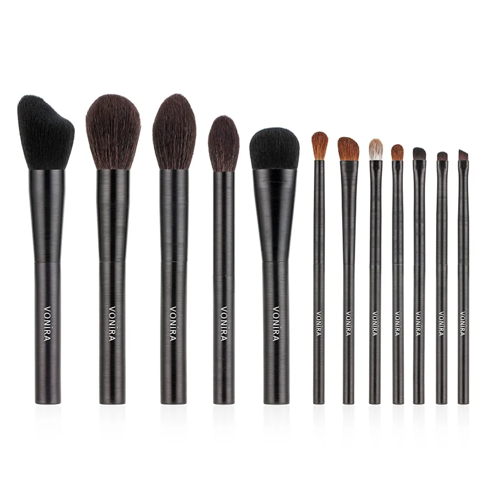 2022 Vonira Brand New Basic 12 Pieces Makeup Brush Set With Private Label Custom Superior Natural Hair Make up Brush Collection