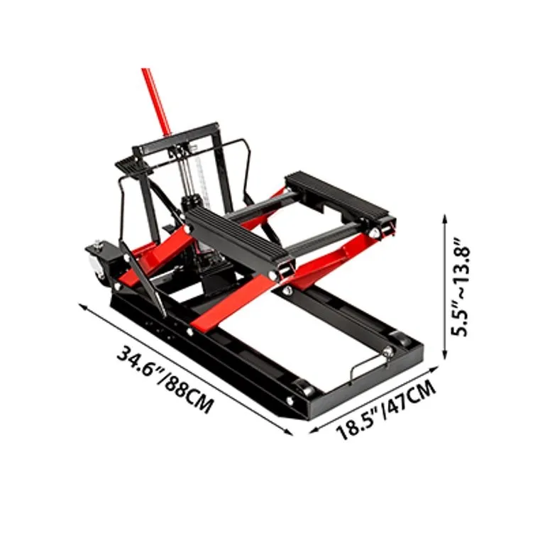 made in china easy lift 680Kg hydraulic motorcycle lift with 4 casters and long handles