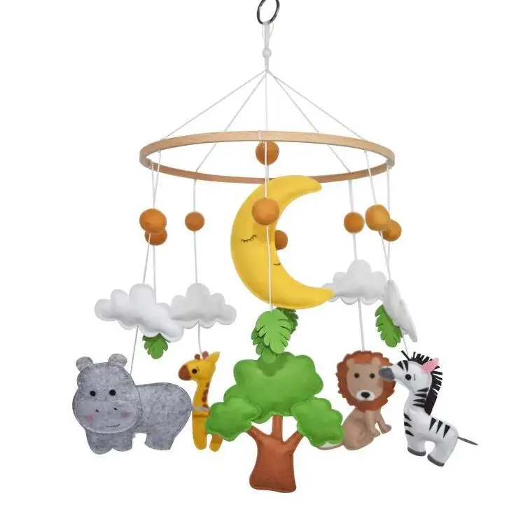 Neutral Felt Baby Mobile Rainbow Musical Mobile Nursery Decor Felt Mobile Hanging Crib Mobile Gender