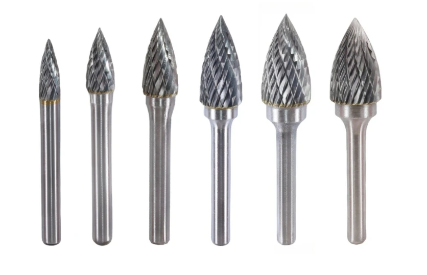 Hot sale Point Tree shape 6mm shank MX cutting tooth type G tungsten carbide rotary burr for wood steel metal carving