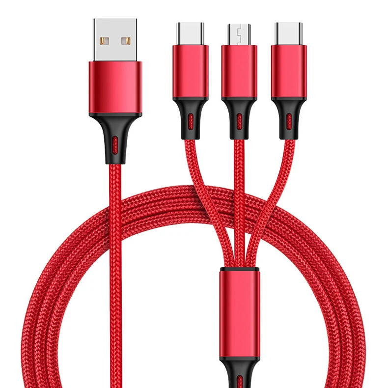 Factory Price 3 In 1 USB Charging Cable For Type-c Android Multi Cord Fast Charger Cable Mobile Phone Tablet Charging Cable