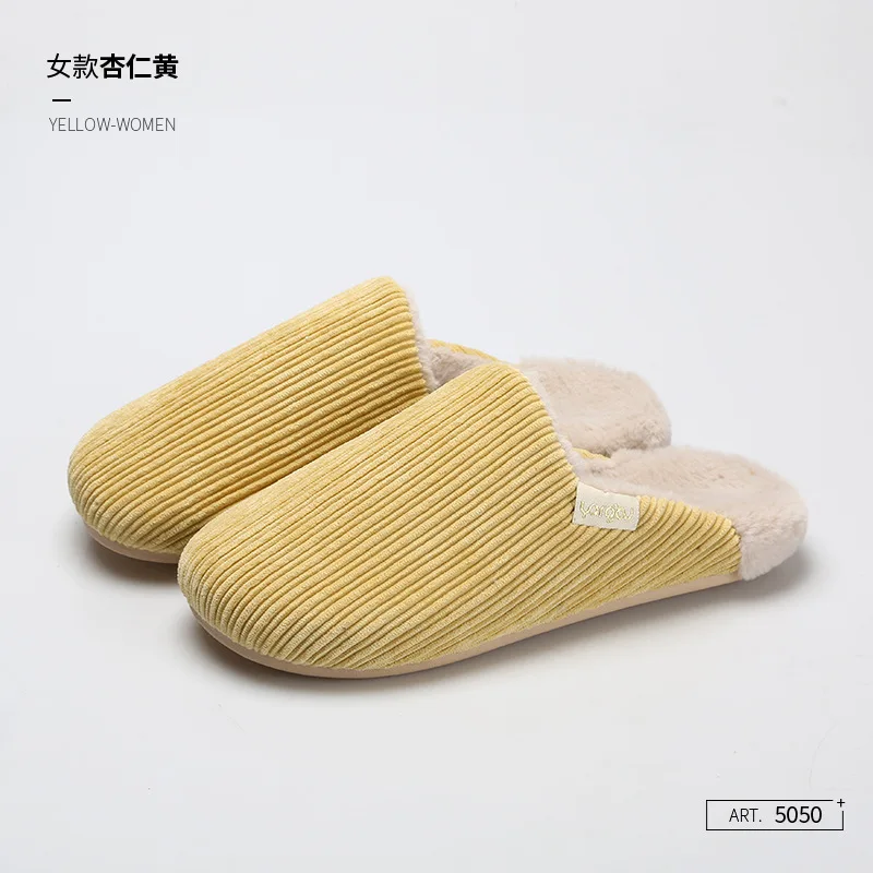 Fashion2024 Autumn Winter Keep Warm Shoes Women Casual Flat House Indoor Bedroom Home Cotton Comfortable Slippers TPR Outsoles