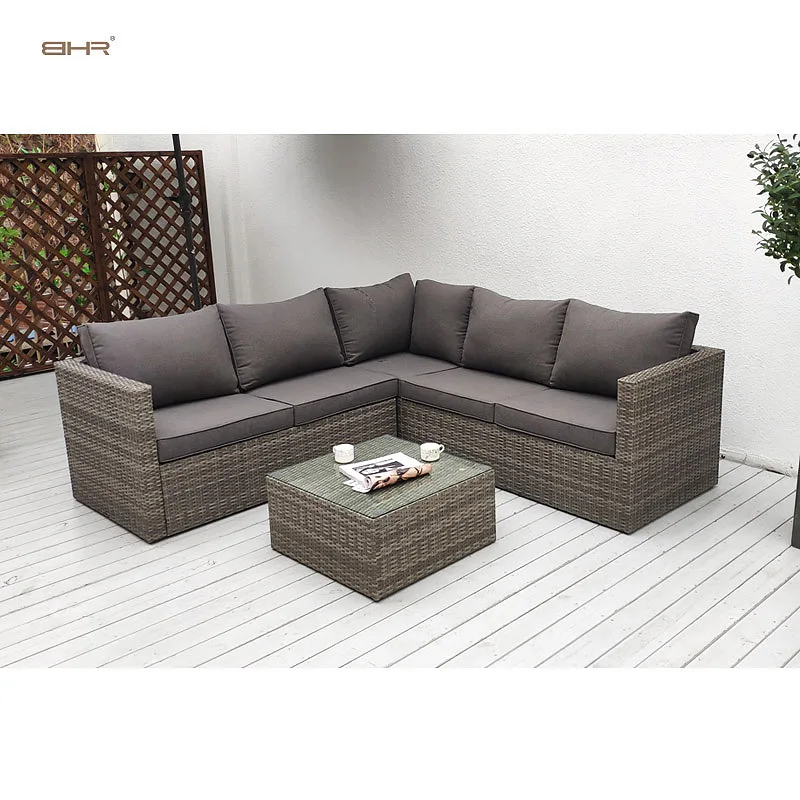 BHR high quality 4 piece garden rattan wicker patio sectional indoor outdoor sofa set