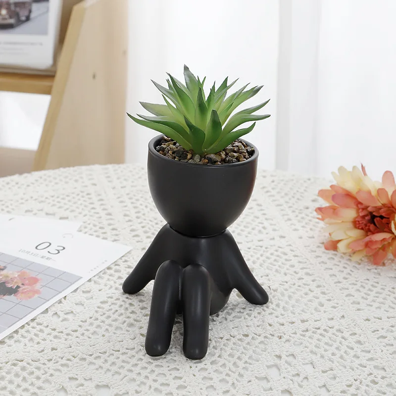 Hotsale Cute Cartoon Body Art craft home decoration Small Succulent Planter Pots,Ceramic Flower Pots For Mini plant