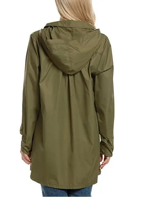 
Women fashion windbreaker army green jacket raincoat for women 