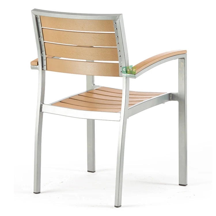 (E7302) Штабелируемый уличный пластиковый обеденный стул из тикового дерева для ресторана кафе