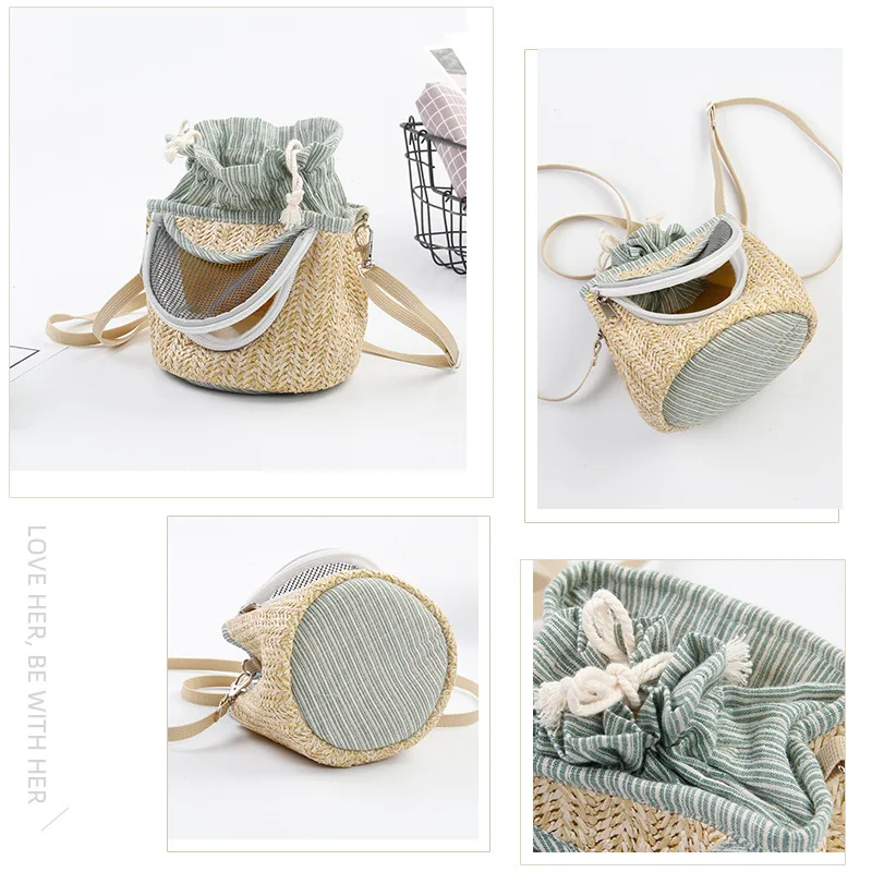 Flax Travel Bag Cage Small Pets Carrier Pet Bag Portable Hamster Cage Pet Carrier Bag Guinea Pig Breathable Outgoing