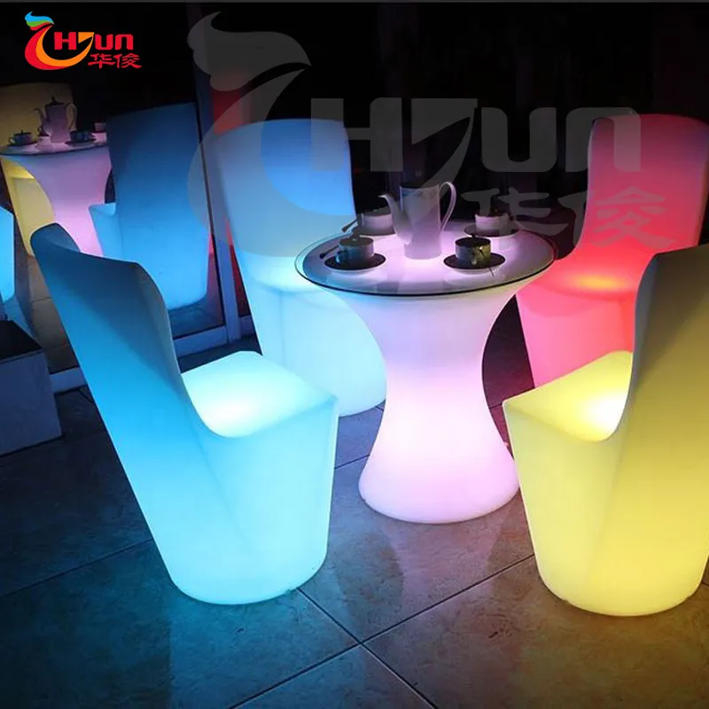 Chairs factory rgb color Battery remote control color change plastic rgb color  led dining chairs