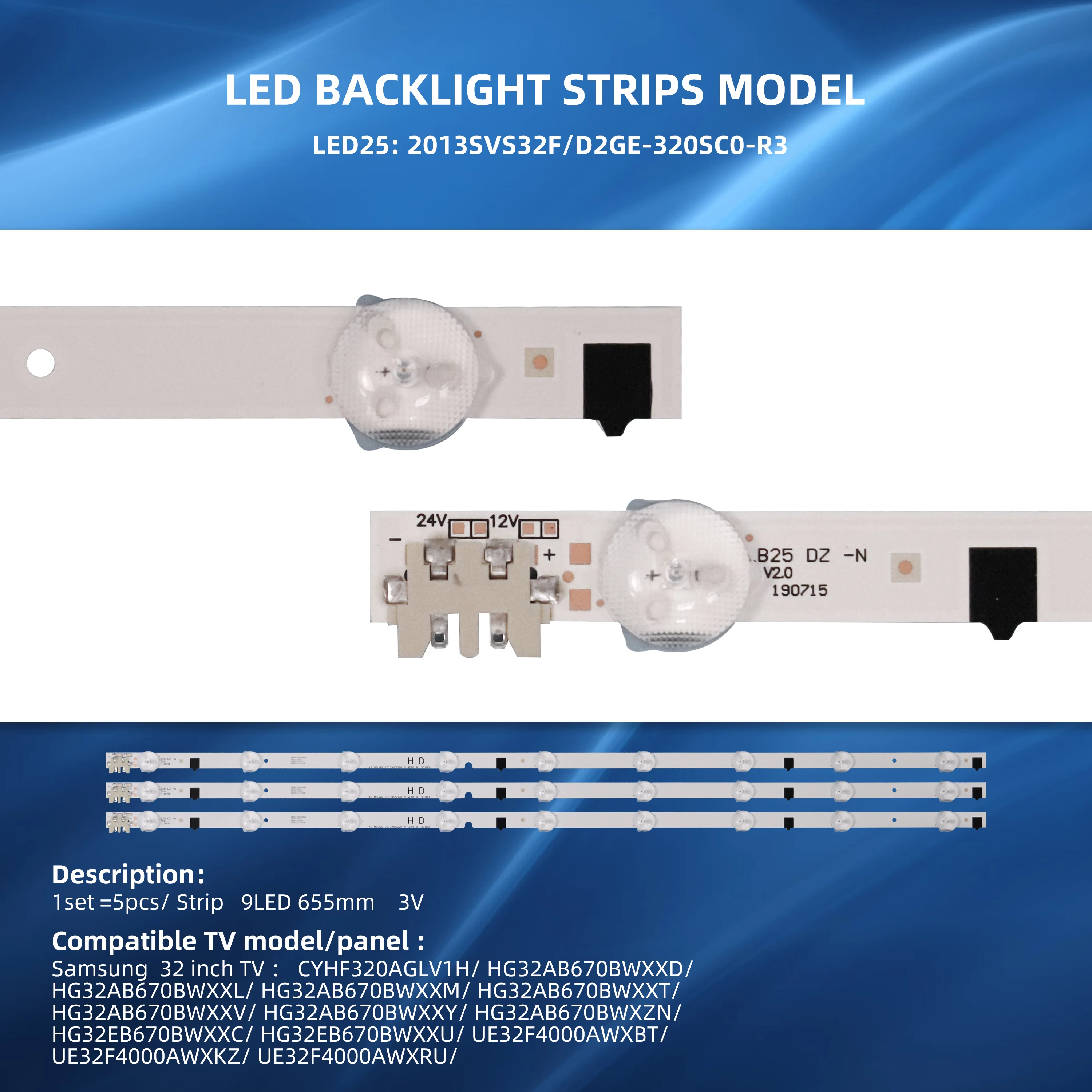 LED Strip Backlight TV Back light for Samsung TV D2GE-320SC0-R3 2013SVS32F 9 REV1.8 32F UE32F4500 UE32F4000 UE32F5000 UE32F5500
