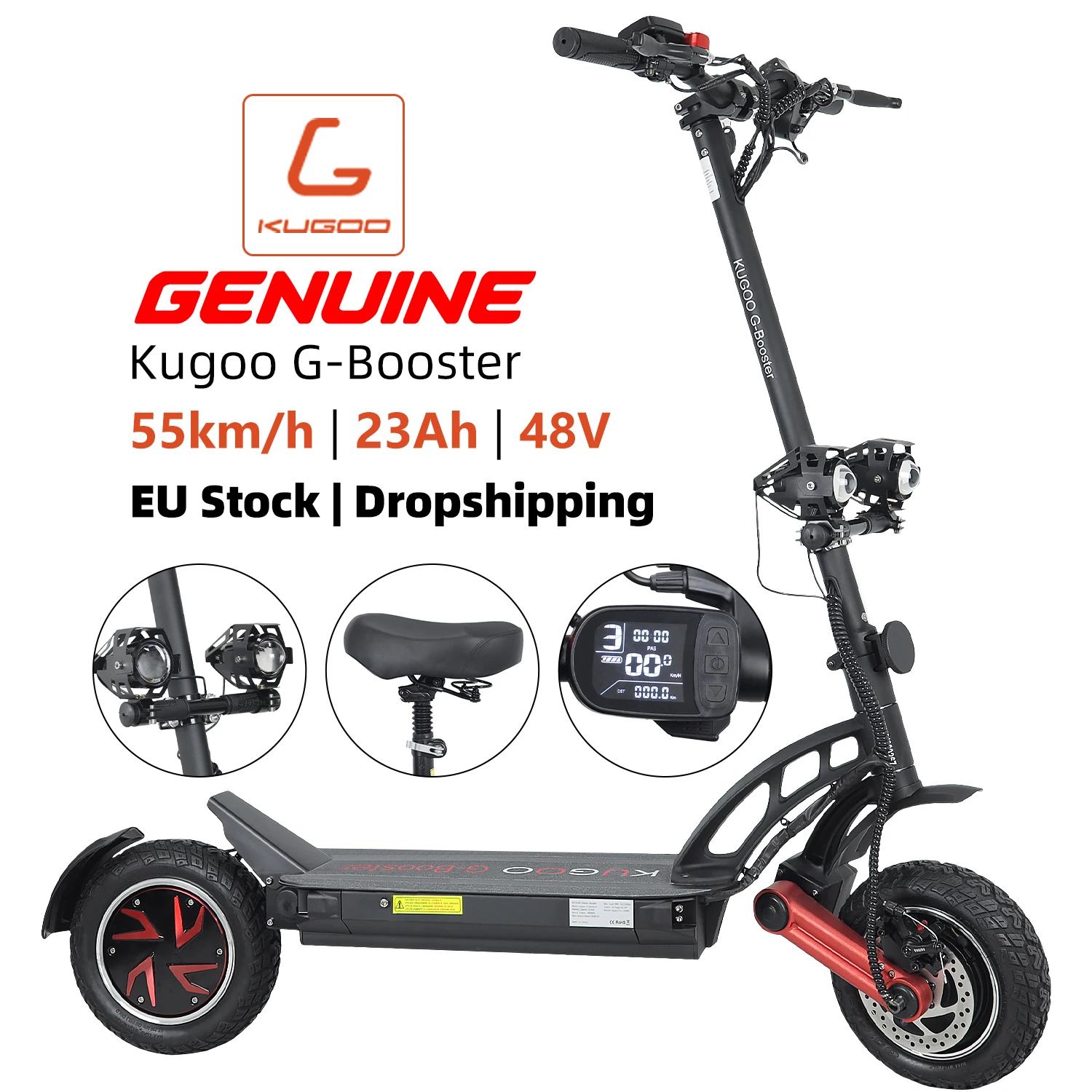 Drop Shipping EU UK Warehouse Kugoo G-booster 23AH Adult Dual power 800W Motors Fast Electric Scooter Dual Motor